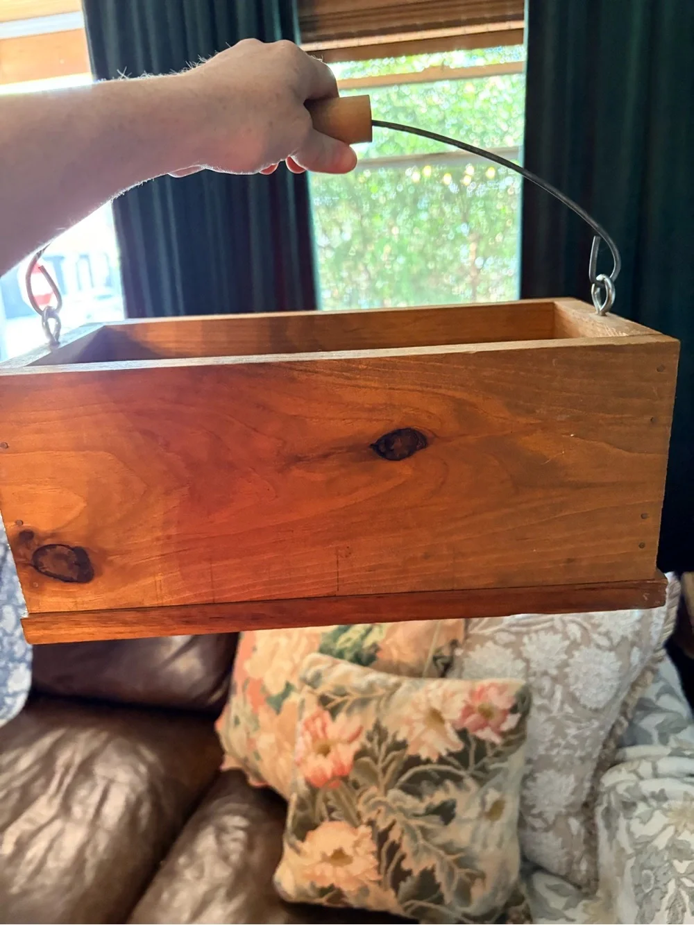Vintage Cottagecore Butter Mom Hand Panted Stencil Wooden Box Caddy